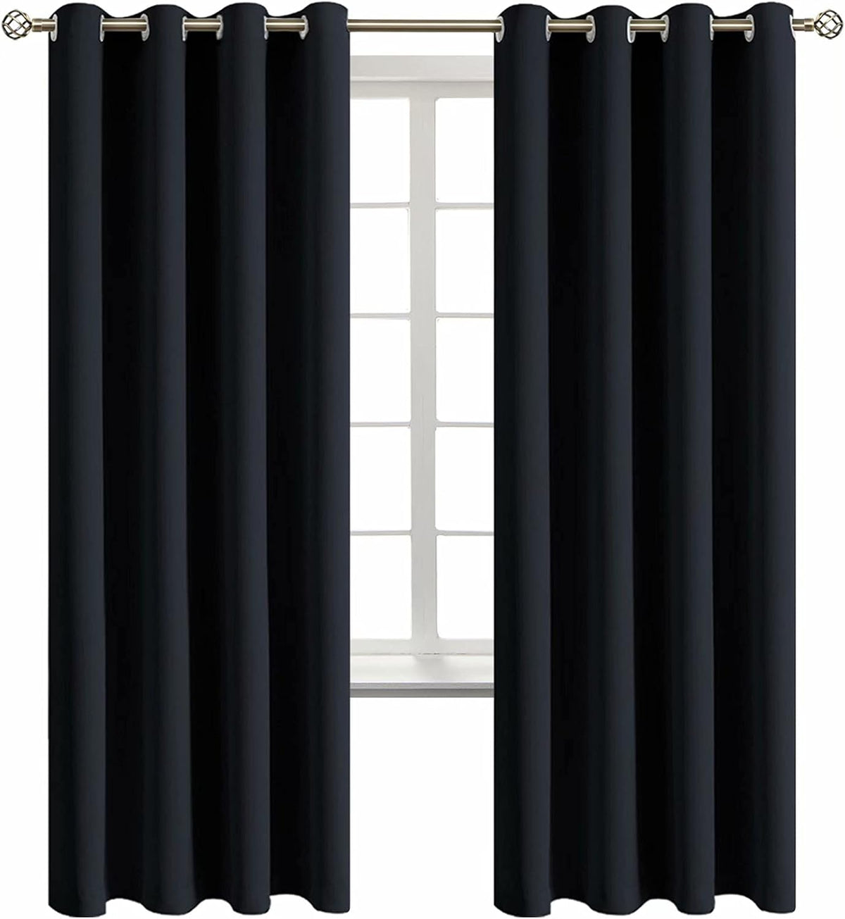 72"L x 52"W polyester curtains in Black
