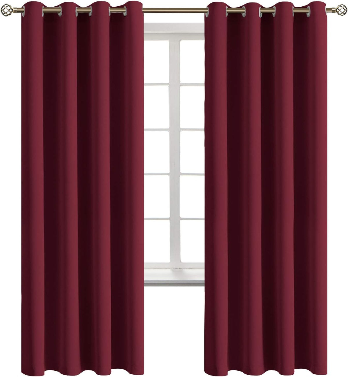 72"L x 52"W polyester curtains in Burgundy