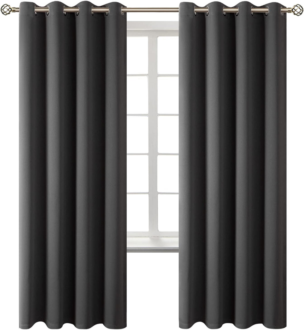 72"L x 52"W polyester curtains in Dark Grey