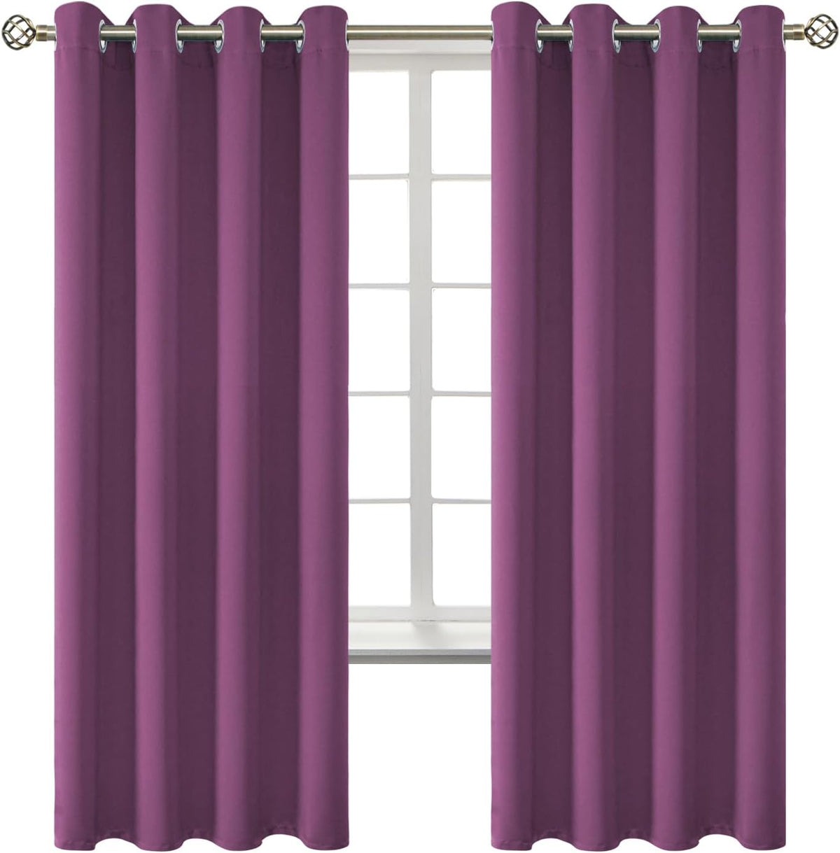 72"L x 52"W polyester curtains in Eggplant Purple