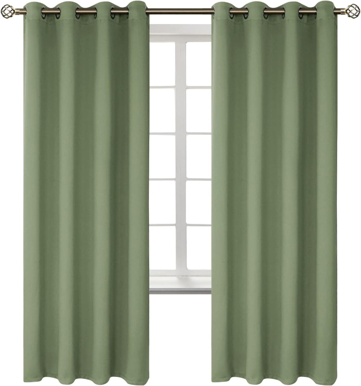 72"L x 52"W polyester curtains in Grass Green