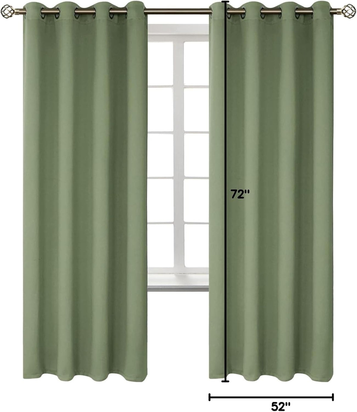 72"L x 52"W polyester curtains in Grass Green, alternate view 8