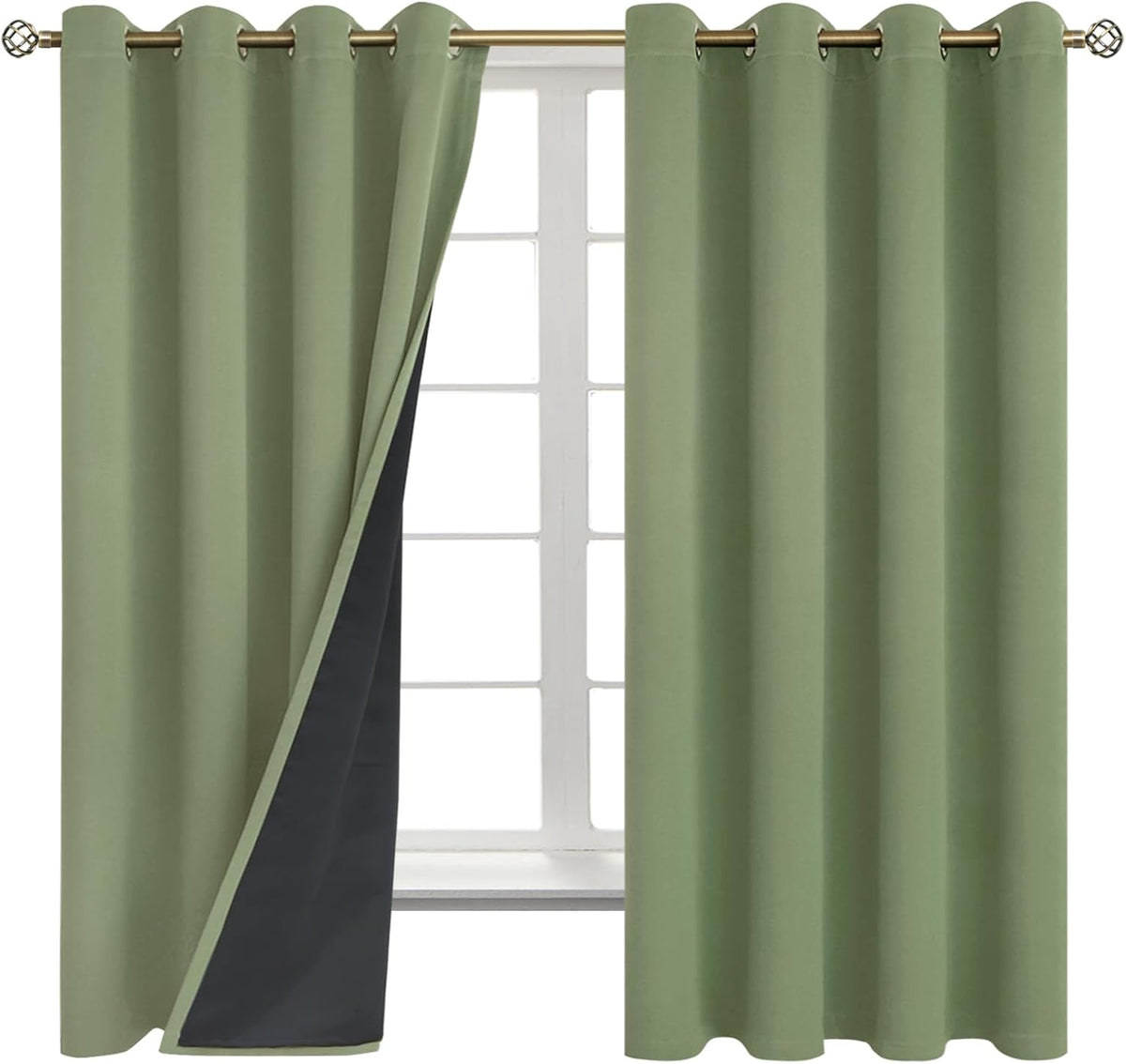 72"L x 52"W polyester curtains in Grass Green, alternate view 8