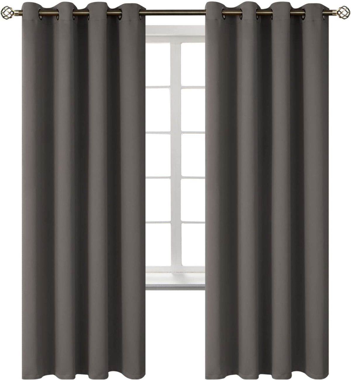 72"L x 52"W polyester curtains in Grey