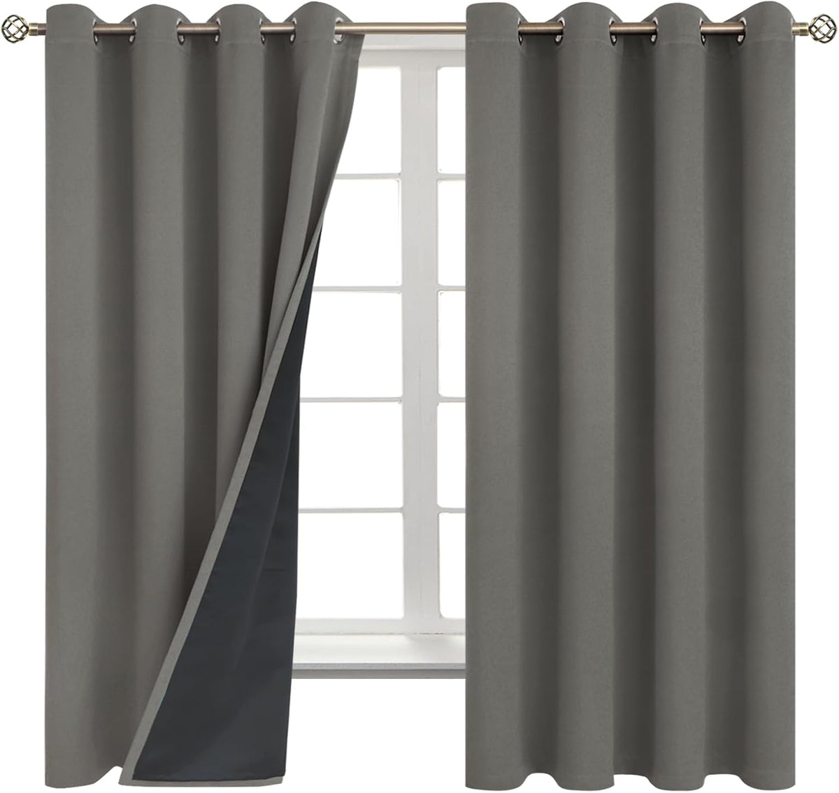 72"L x 52"W polyester curtains in Grey, alternate view 8