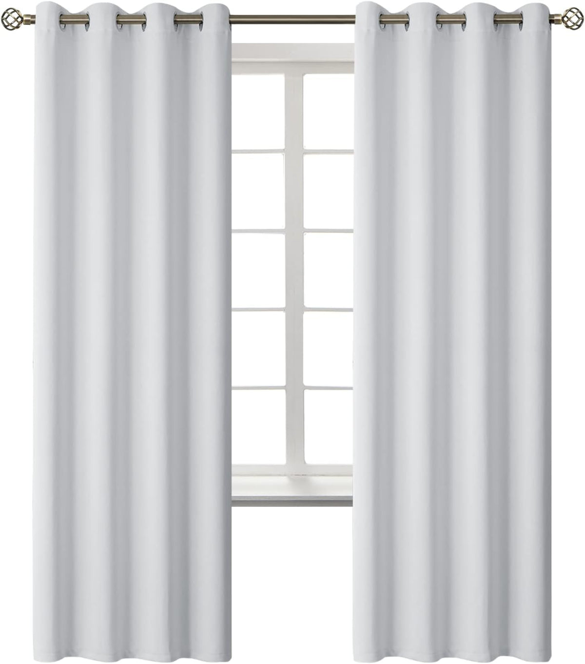 72"L x 52"W polyester curtains in Greyish White
