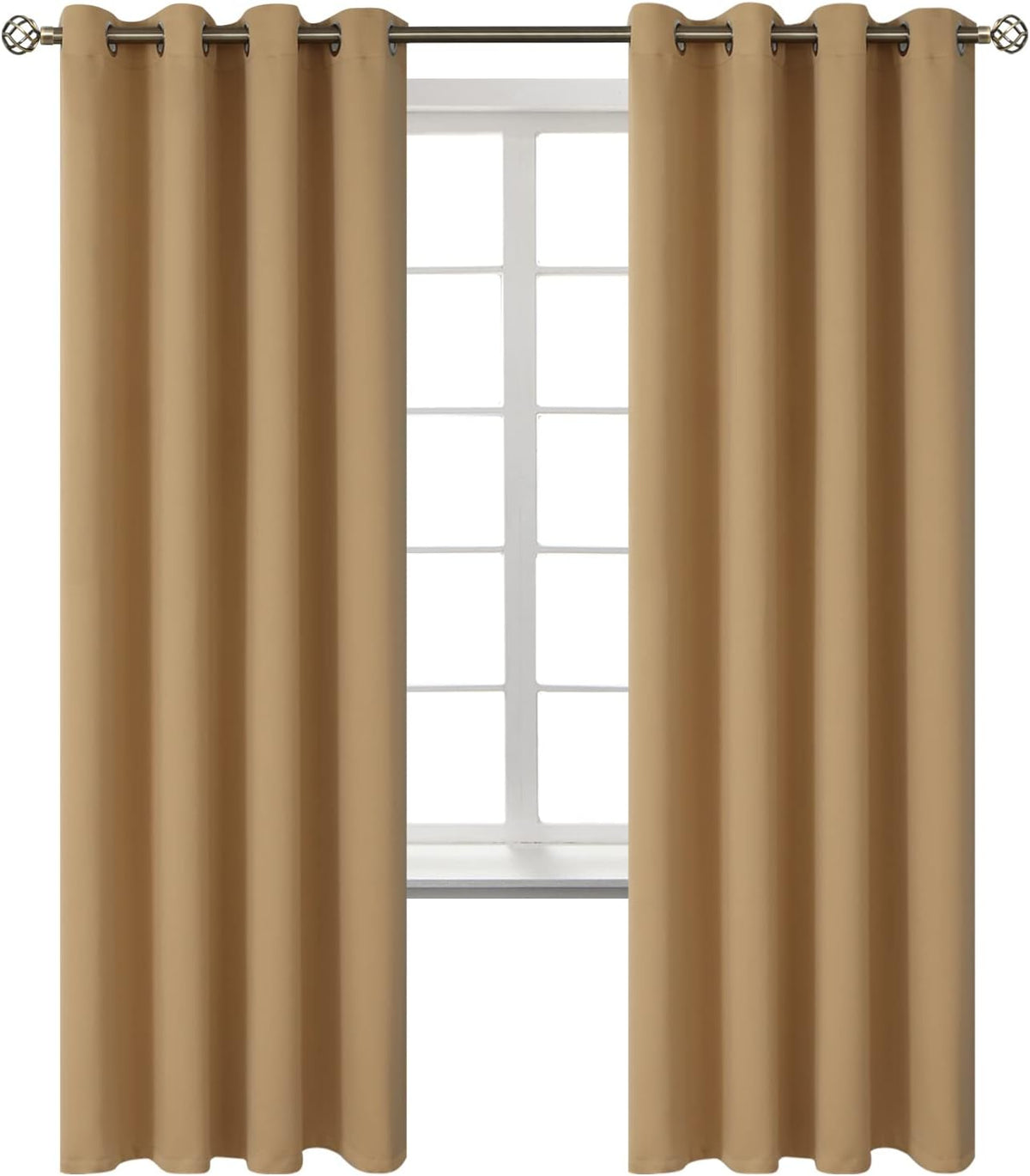 72"L x 52"W polyester curtains in Khaki