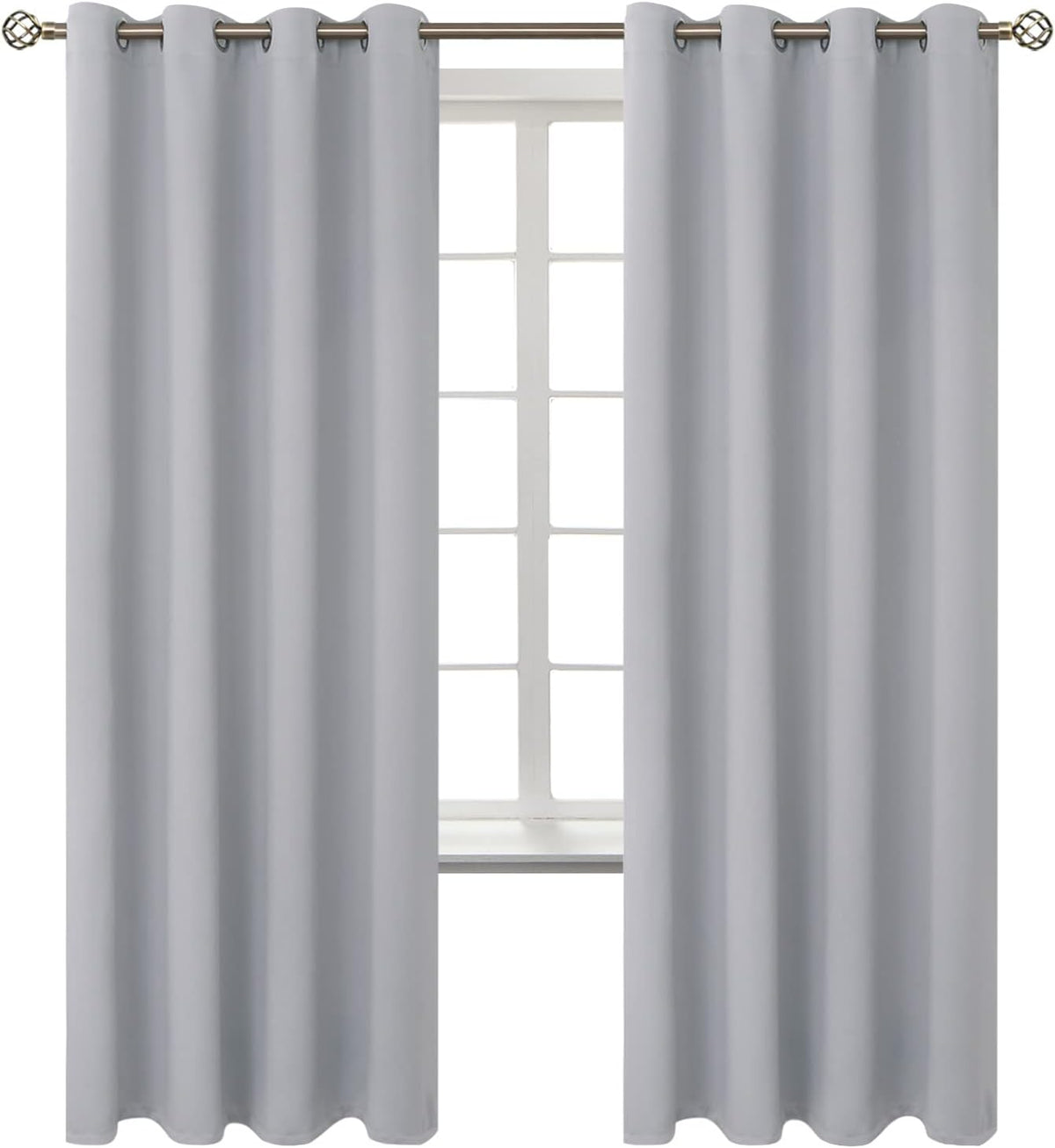 72"L x 52"W polyester curtains in Light Grey