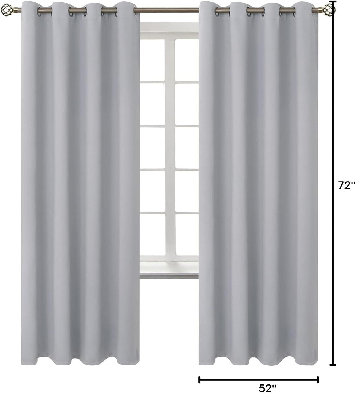 72"L x 52"W polyester curtains in Light Grey, alternate view 9