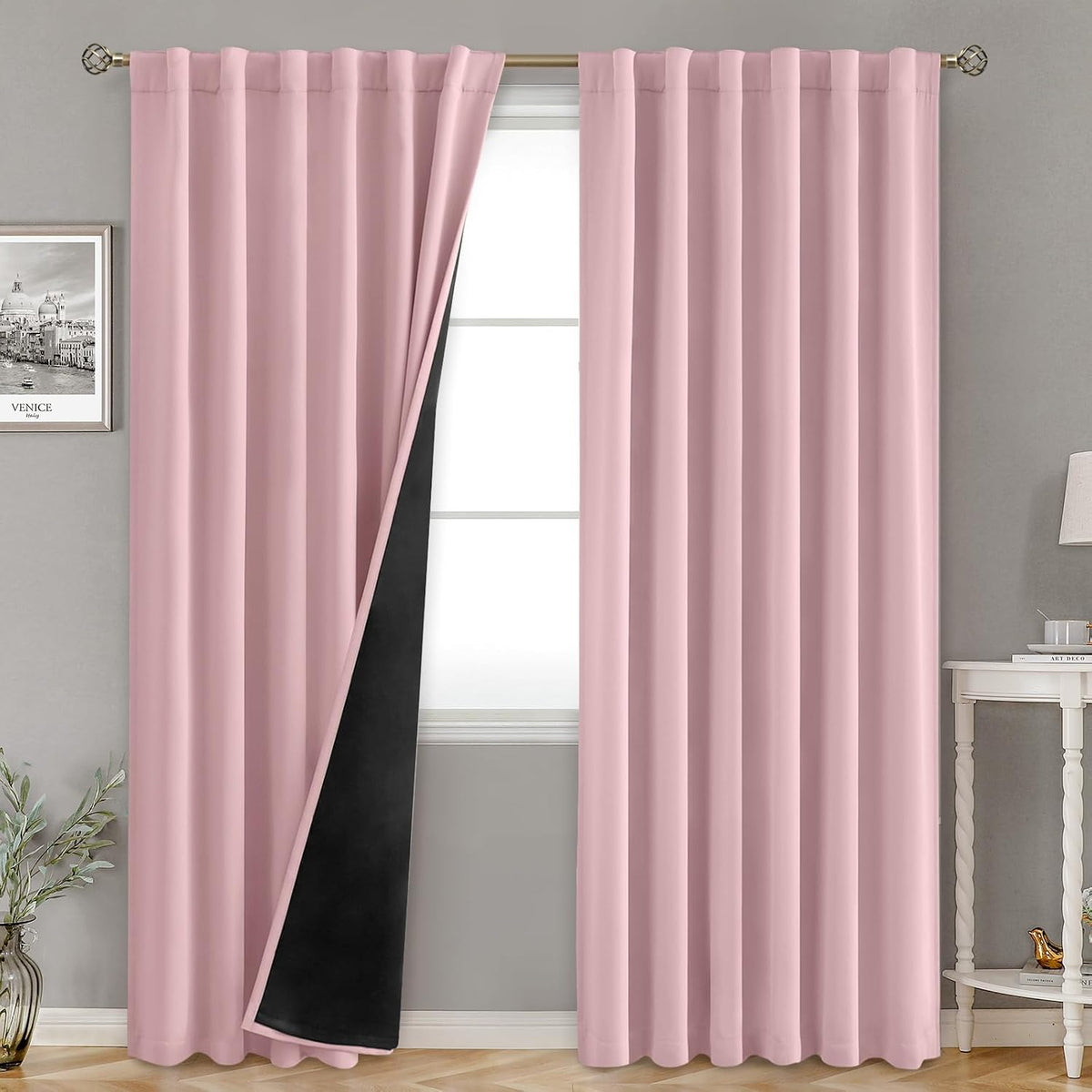 80"L x 52"W fabric curtains in Pink