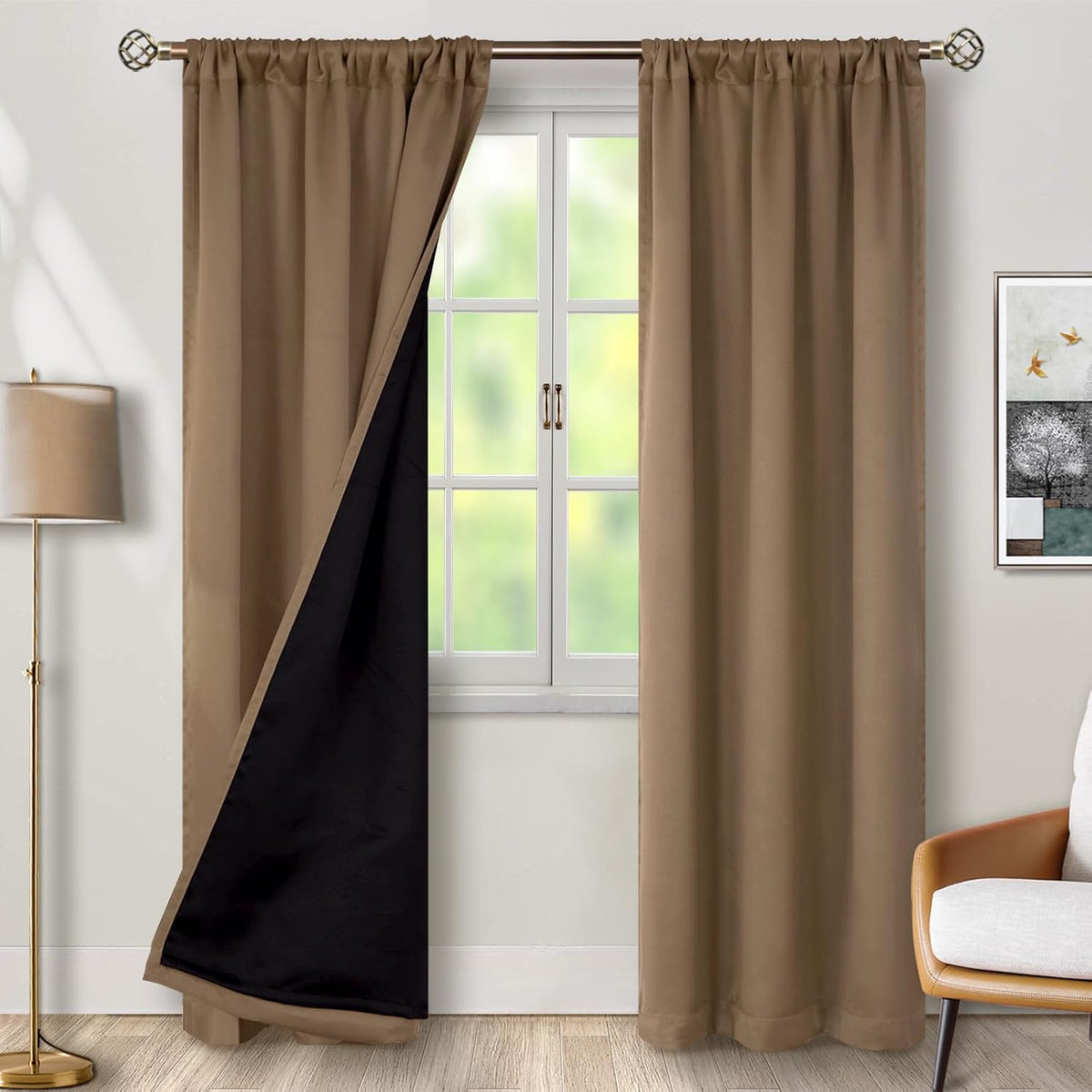 84"L x 38"W fabric curtains in Taupe, alternate view 2