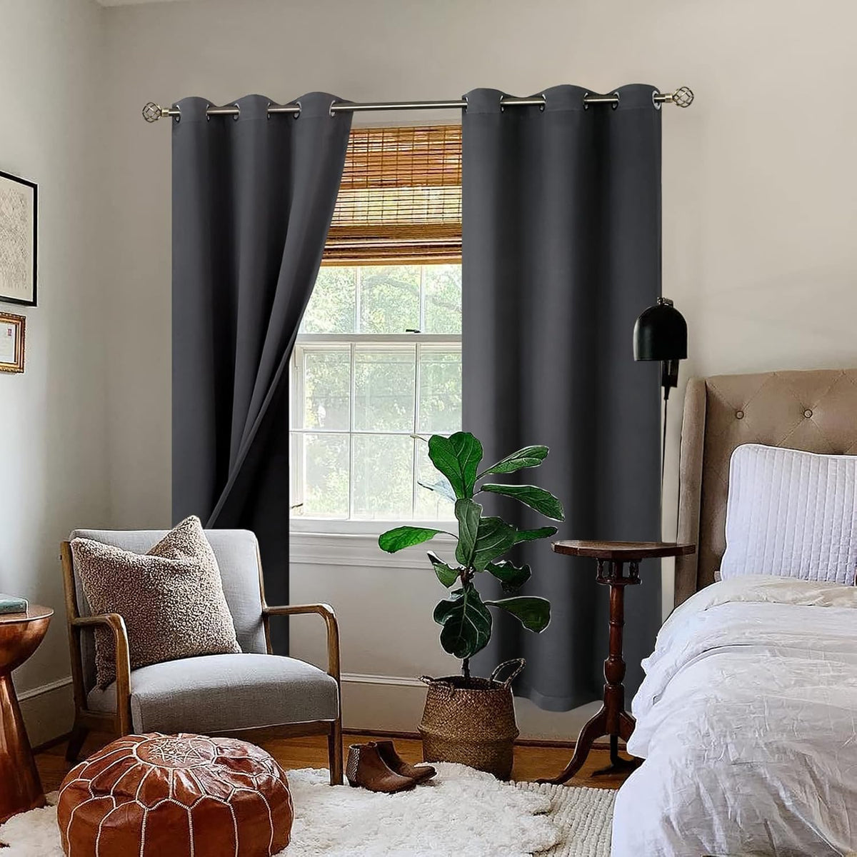 84"L x 38"W polyester curtains in Dark Grey, alternate view 2