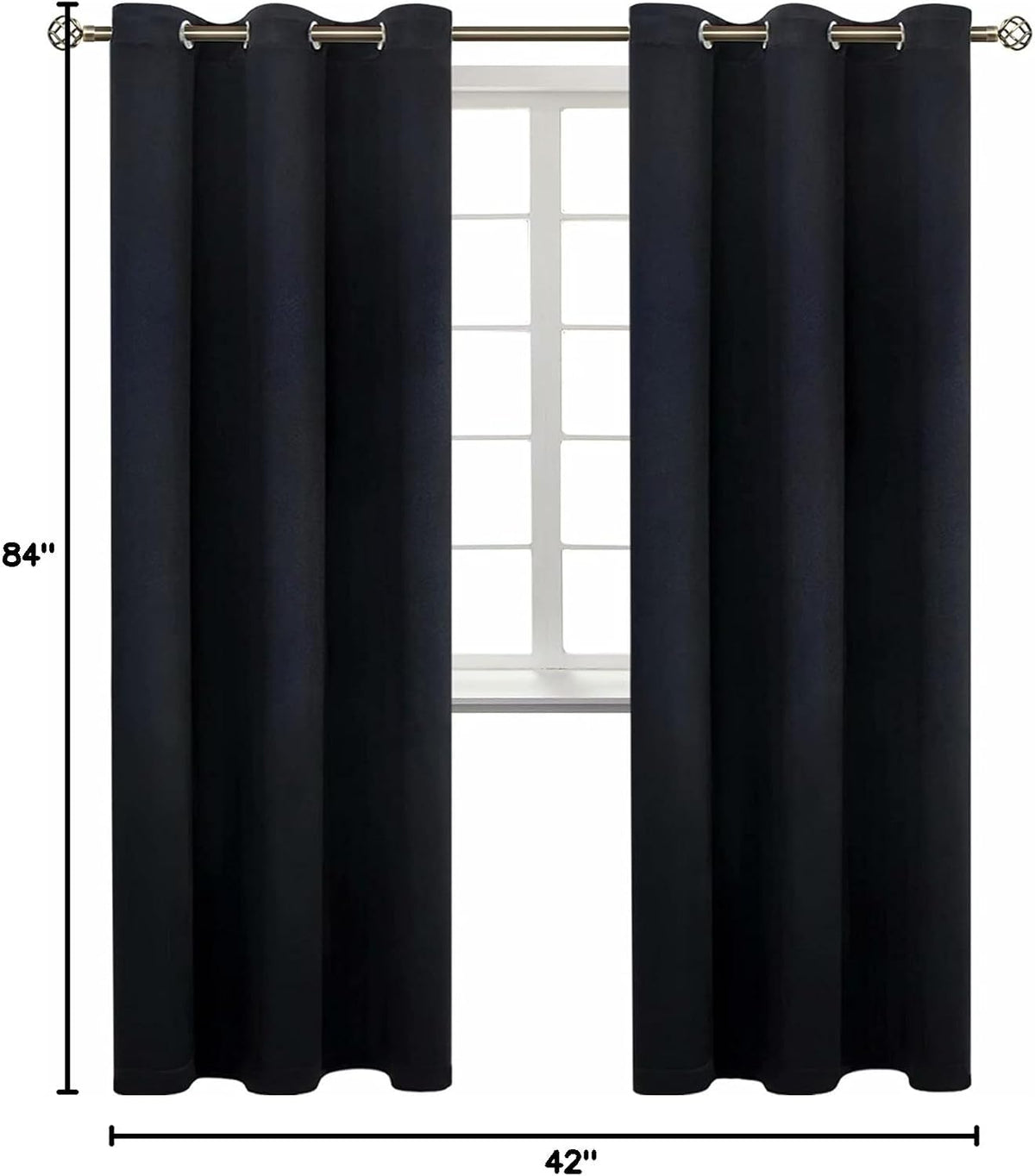 84"L x 42"W polyester curtains in Black, alternate view 9