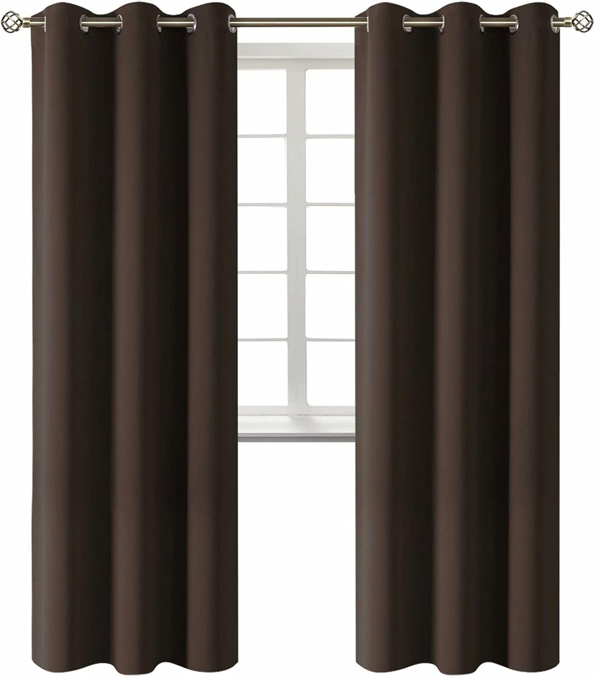 84"L x 42"W polyester curtains in Brown