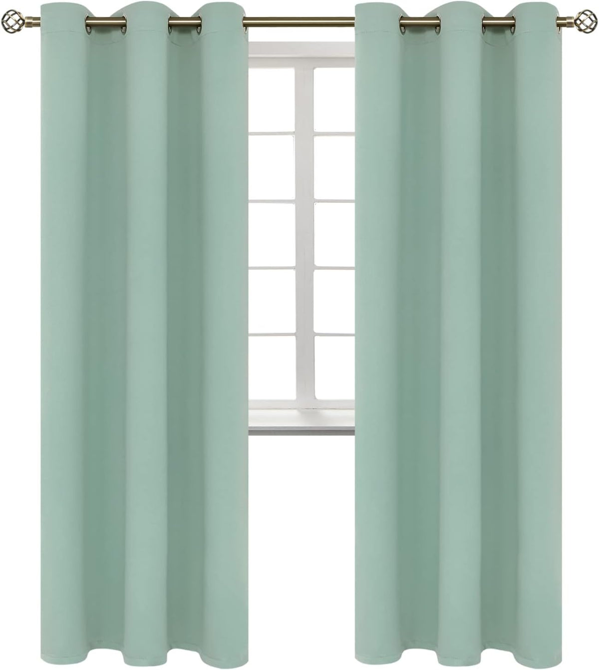 84"L x 42"W polyester curtains in Frosty Green