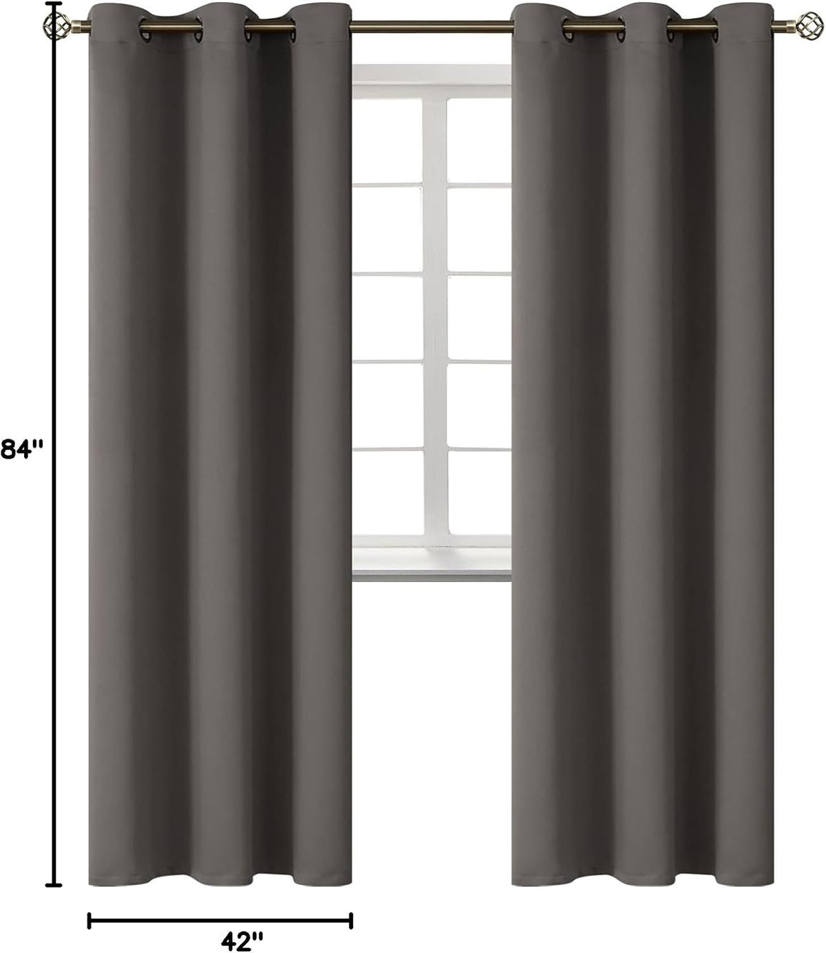 84"L x 42"W polyester curtains in Grey, alternate view 9