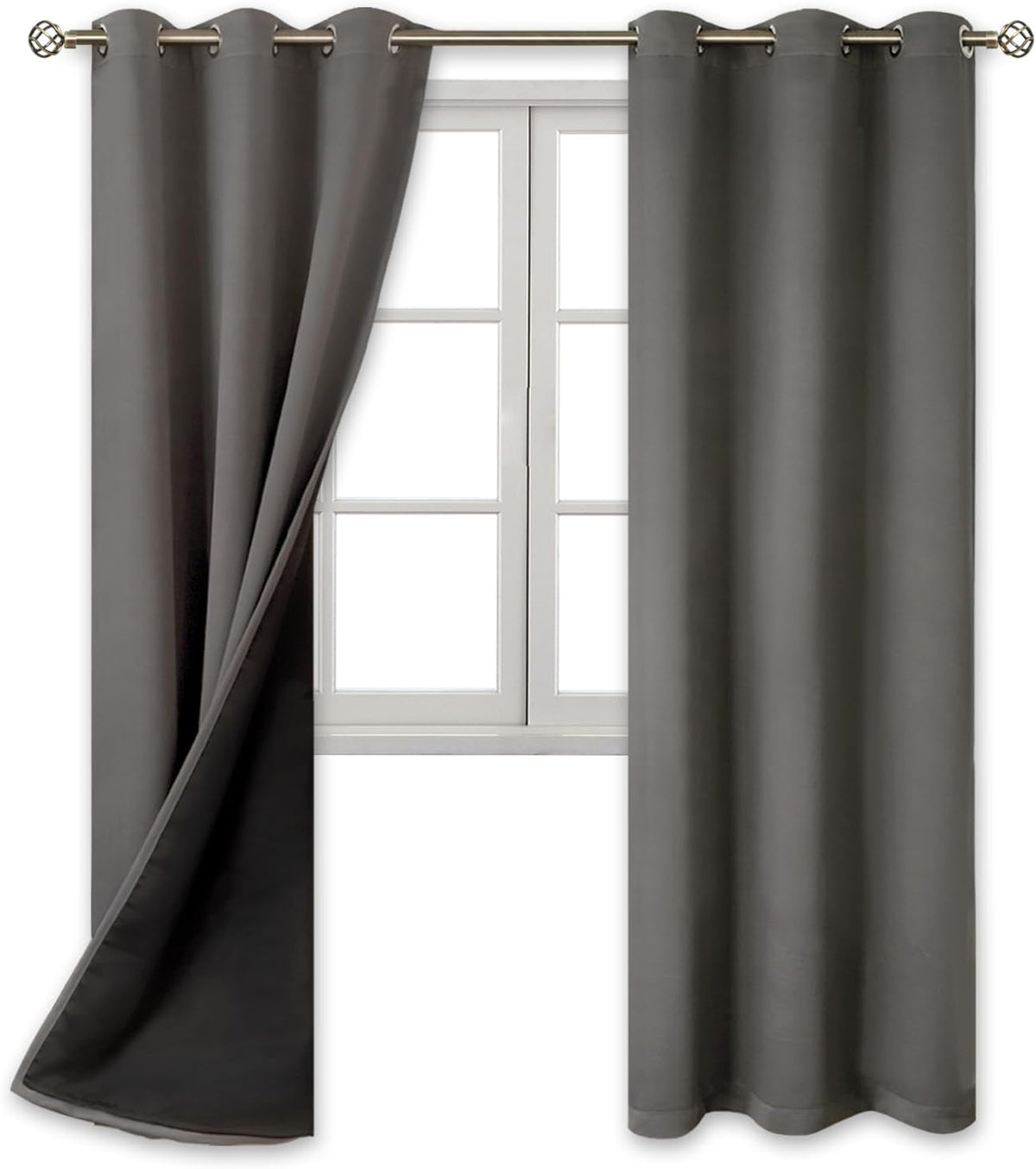84"L x 42"W polyester curtains in Grey, alternate view 8