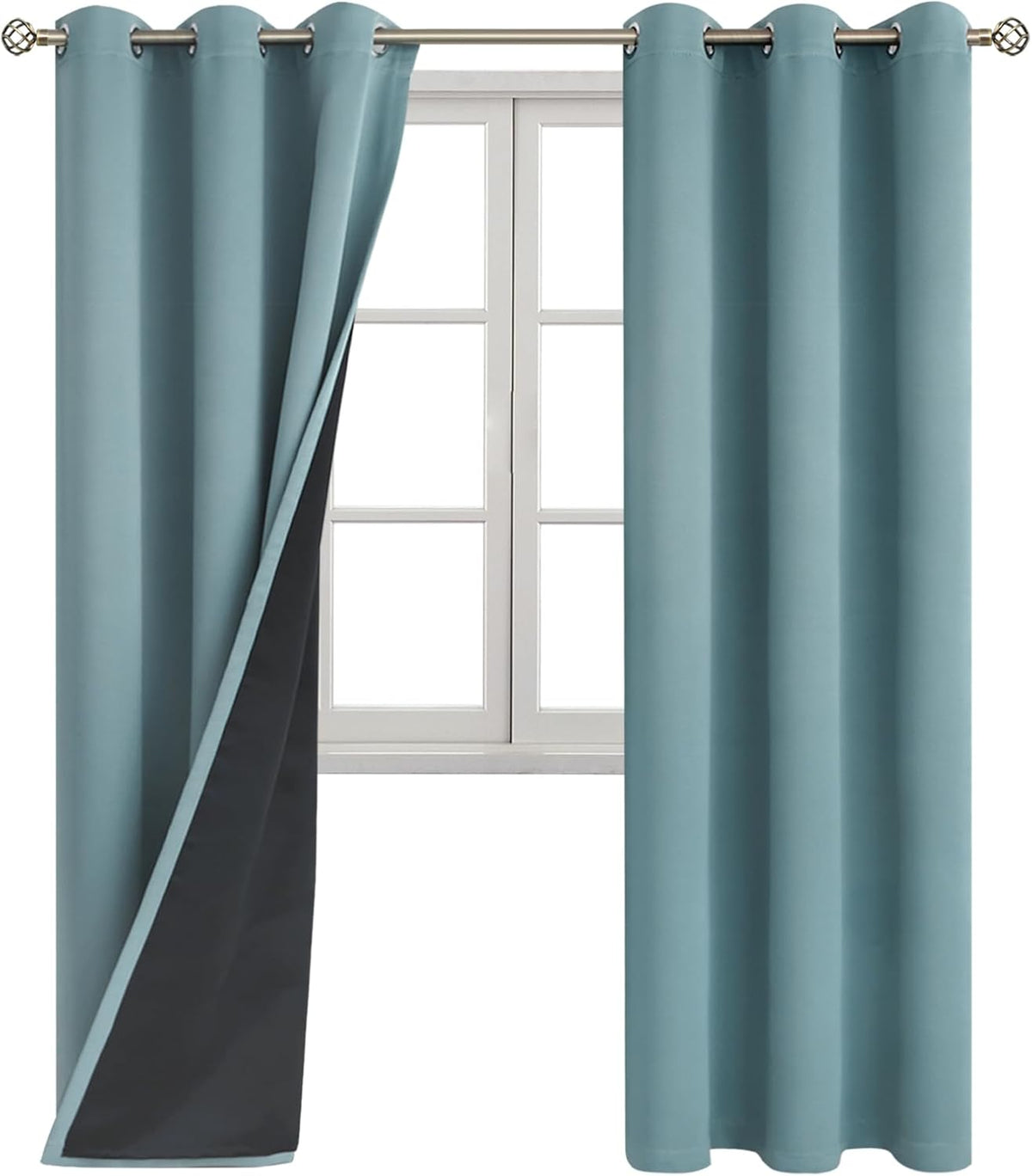 84"L x 42"W polyester curtains in Greyish Blue, alternate view 8