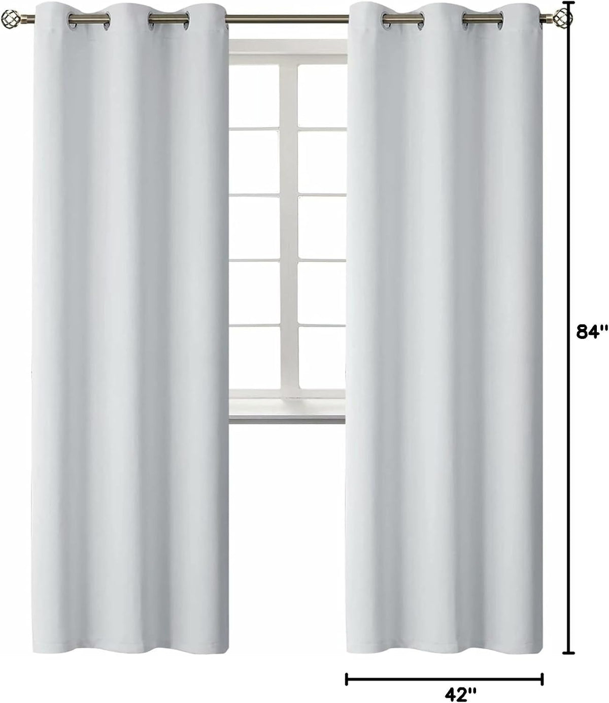 84"L x 42"W polyester curtains in Greyish White, alternate view 9