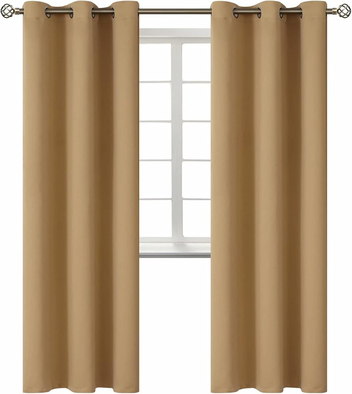 84"L x 42"W polyester curtains in Khaki