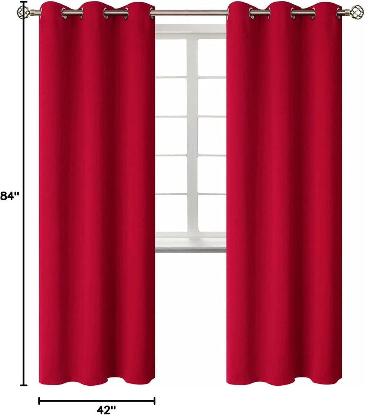 84"L x 42"W polyester curtains in Red, alternate view 9