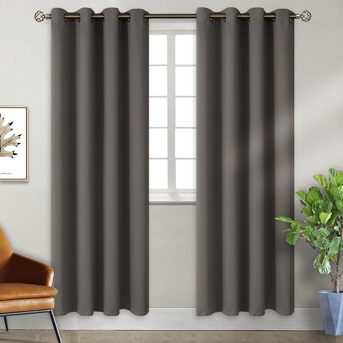 84"L x 46"W polyester curtains in Grey