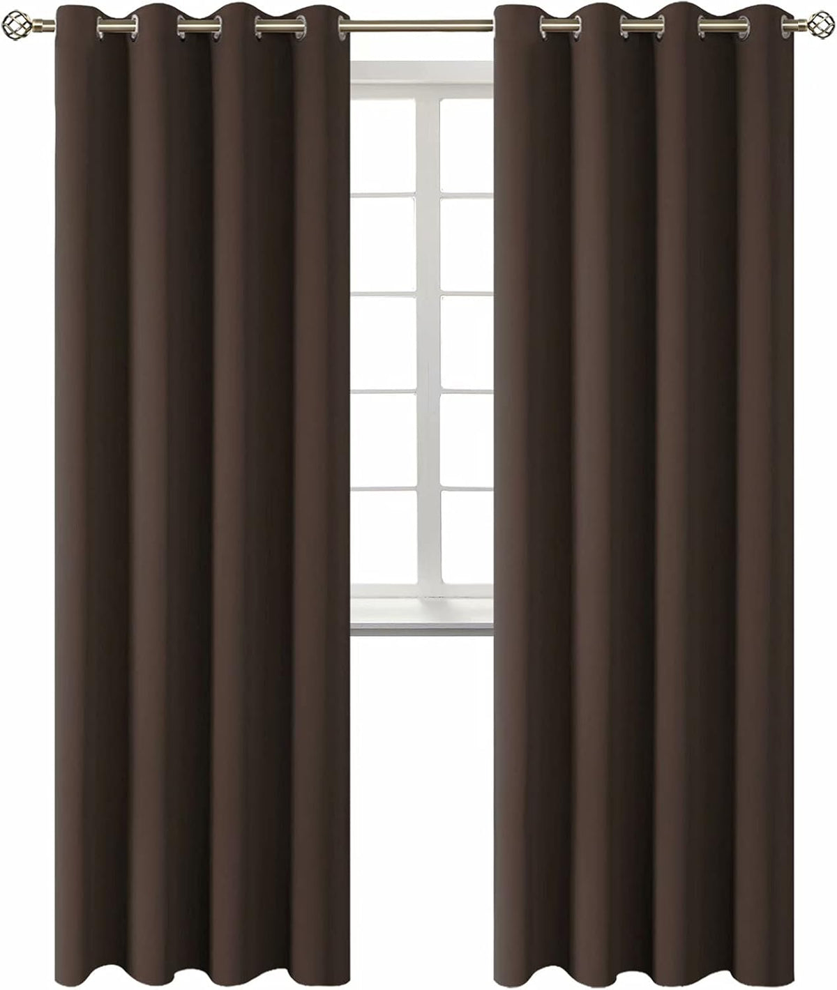 84"L x 52"W polyester curtains in Brown