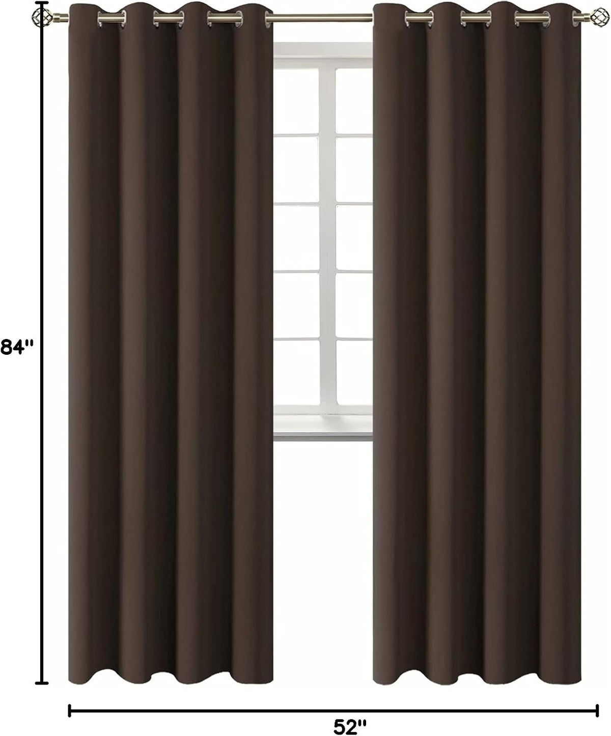 84"L x 52"W polyester curtains in Brown, alternate view 9