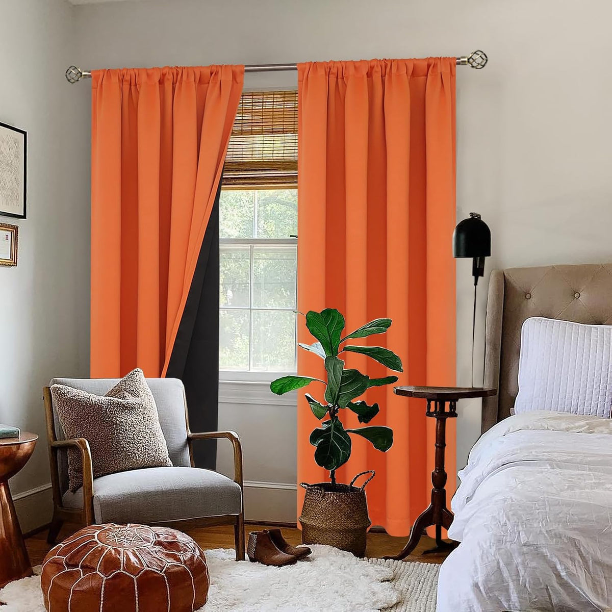84"L x 52"W polyester curtains in Burnt Orange, alternate view 2