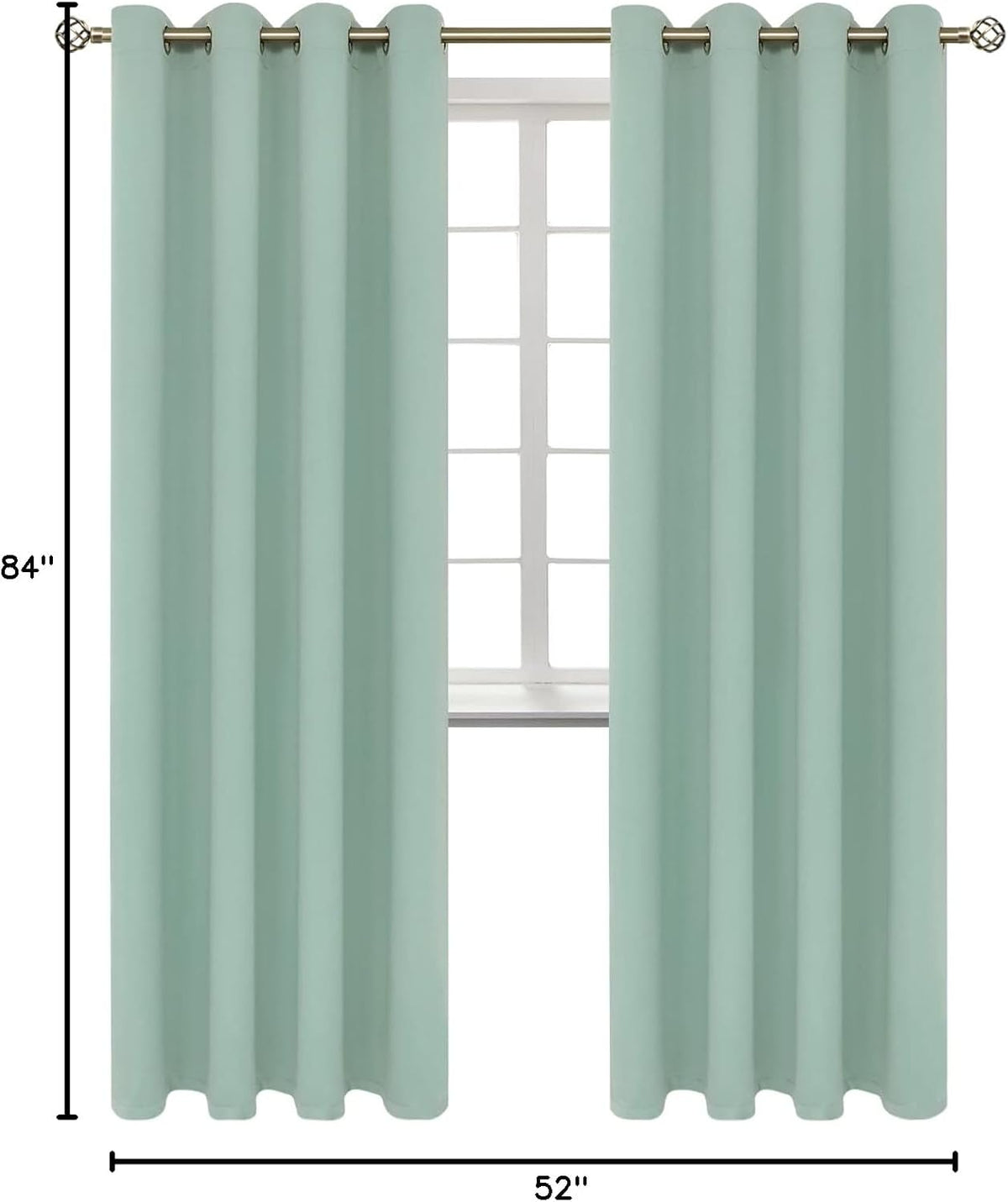 84"L x 52"W polyester curtains in Frosty Green, alternate view 9