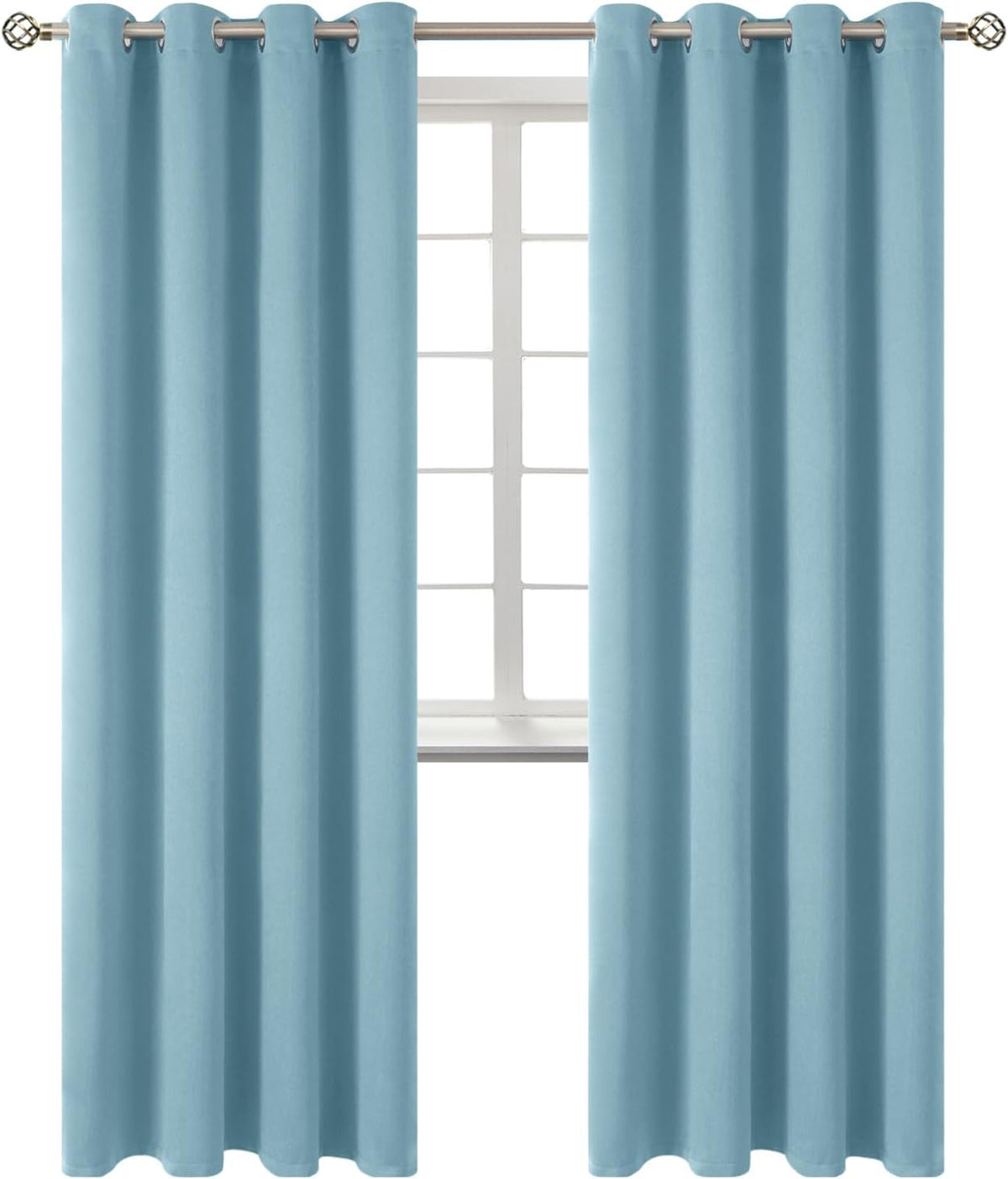 84"L x 52"W polyester curtains in Greyish Blue