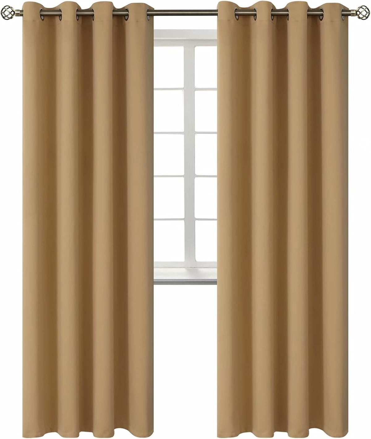 84"L x 52"W polyester curtains in Khaki