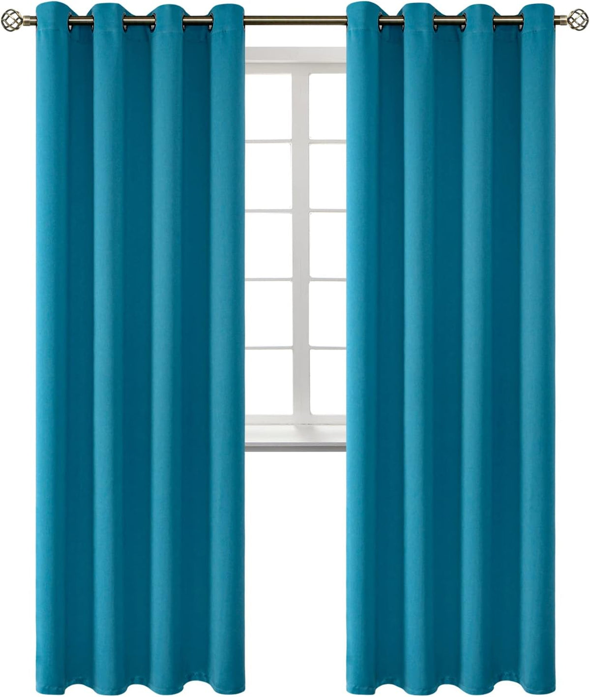84"L x 52"W polyester curtains in Peacock Blue