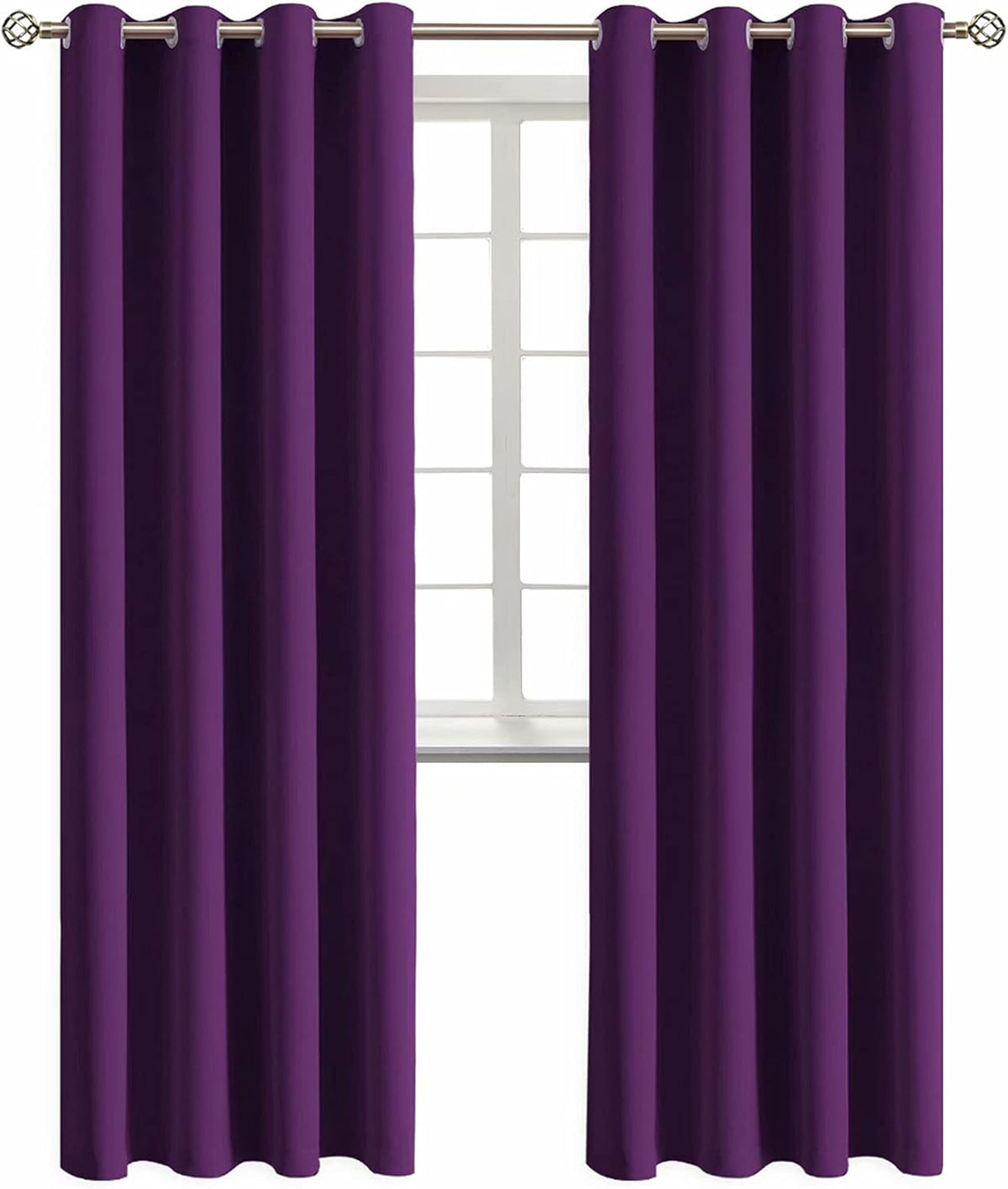 84"L x 52"W polyester curtains in Purple