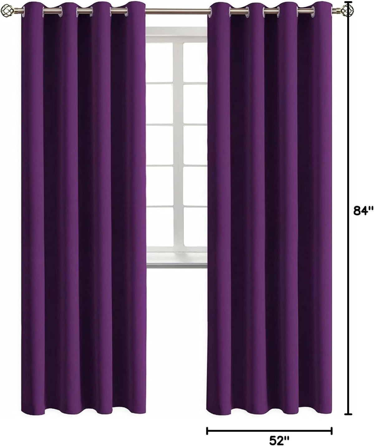 84"L x 52"W polyester curtains in Purple, alternate view 9