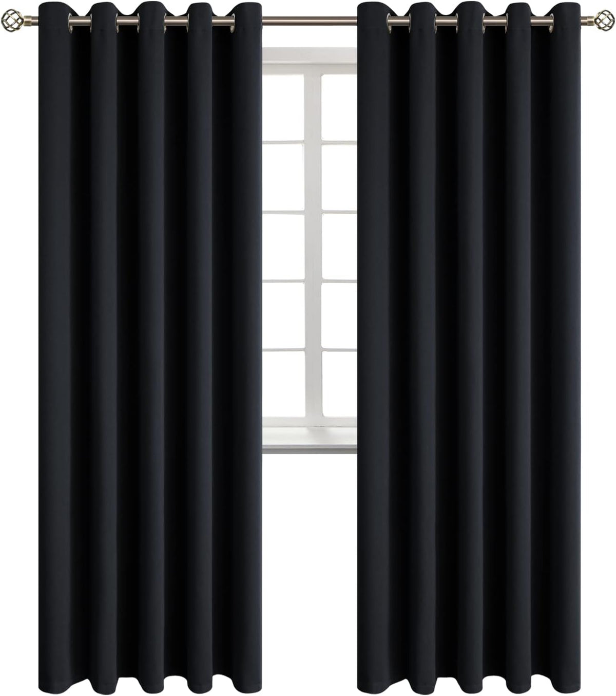 84"L x 70"W polyester curtains in Black