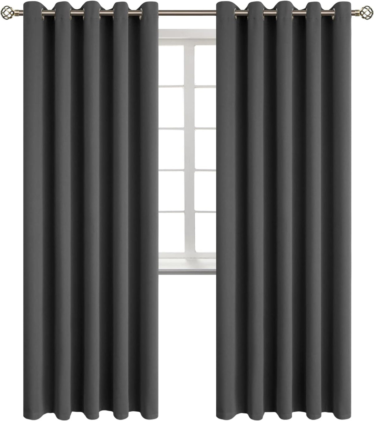 84"L x 70"W polyester curtains in Dark Grey