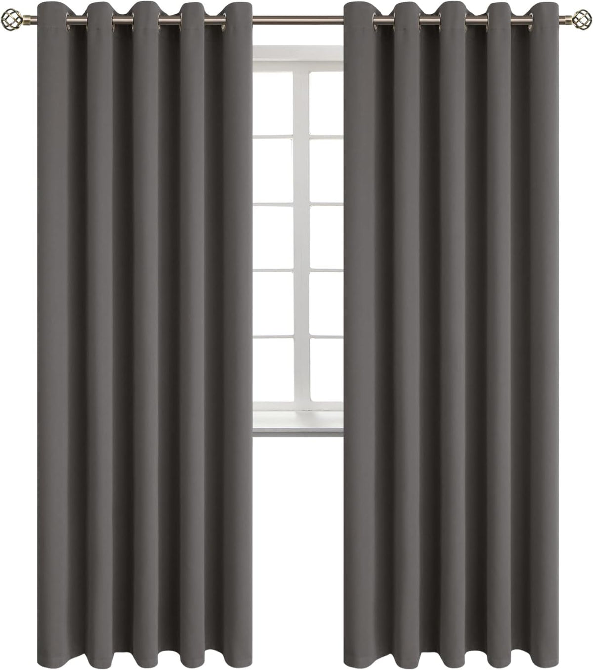 84"L x 70"W polyester curtains in Grey