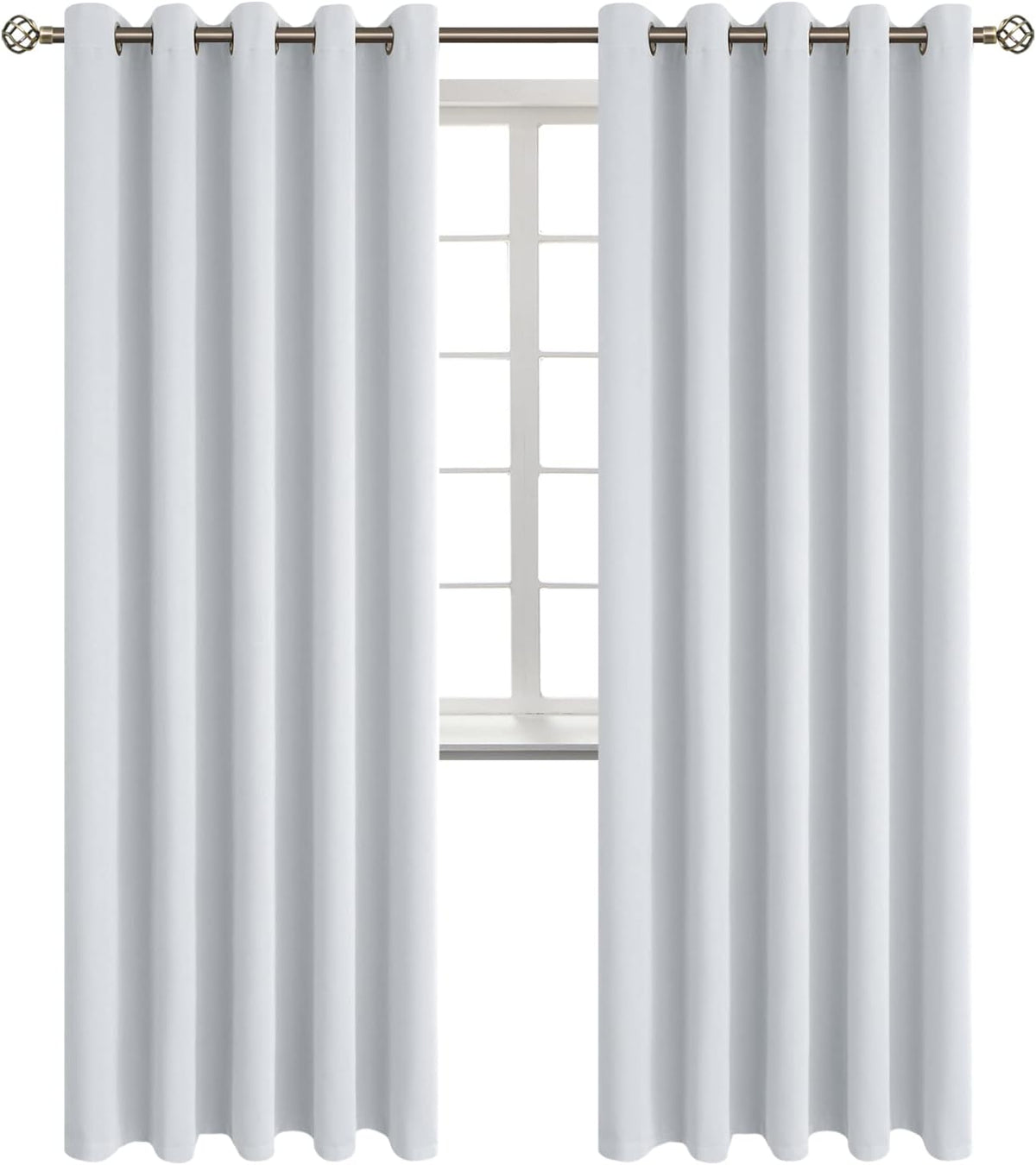 84"L x 70"W polyester curtains in Greyish White