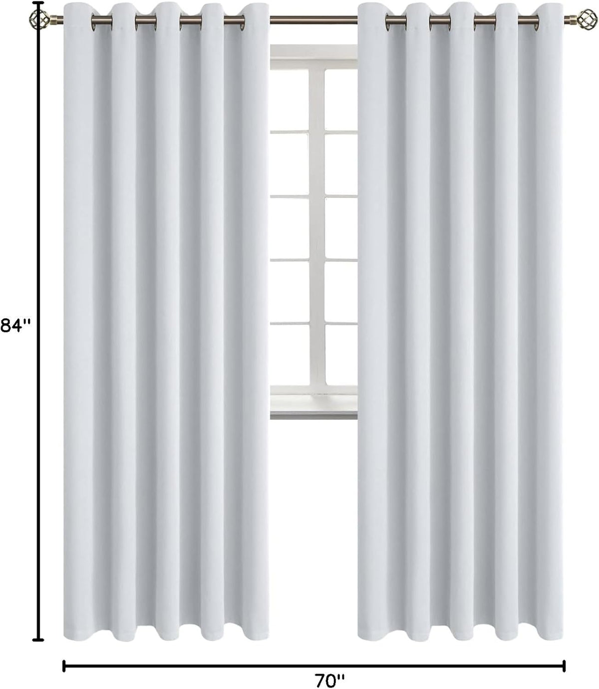 84"L x 70"W polyester curtains in Greyish White, alternate view 9