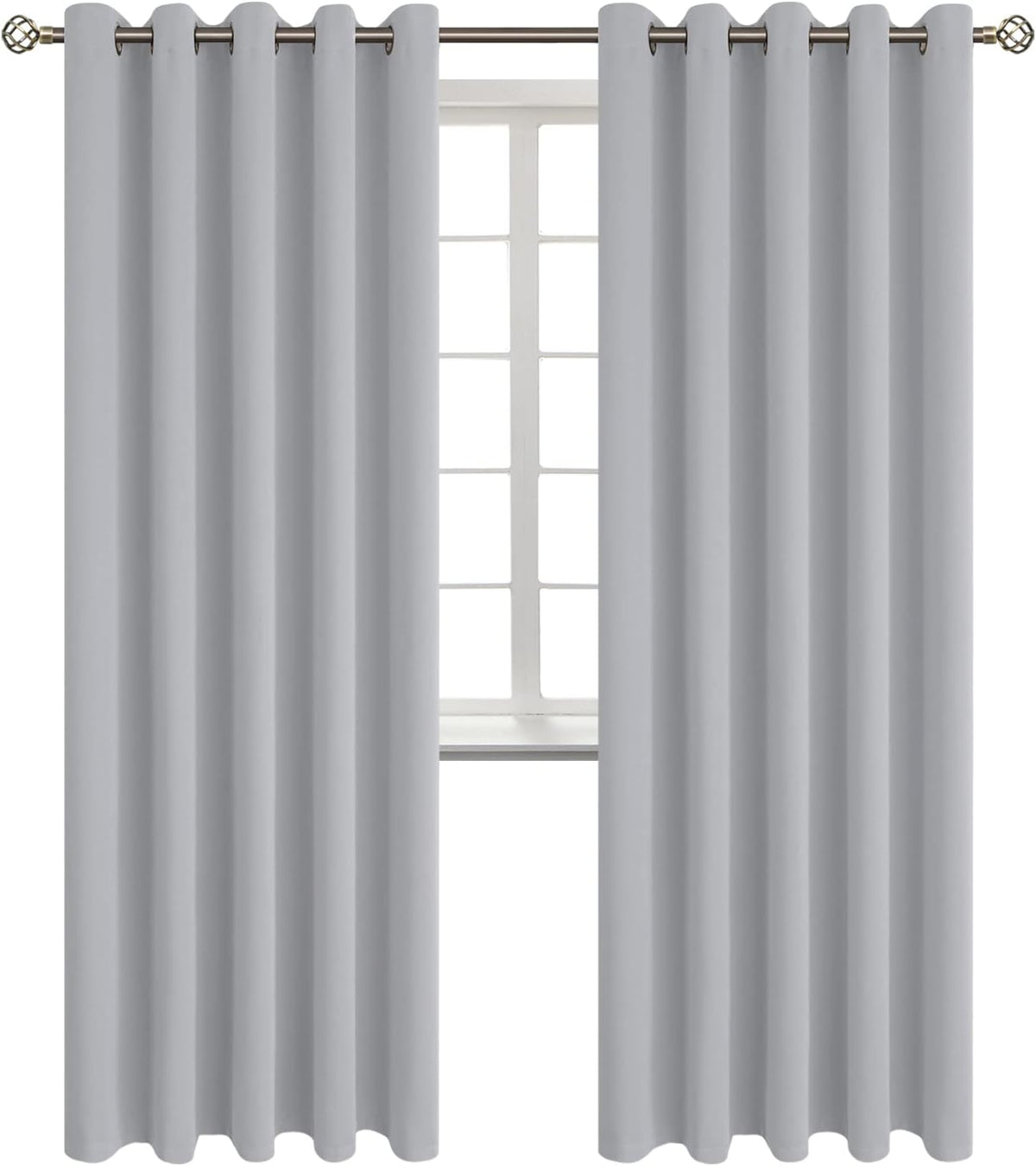 84"L x 70"W polyester curtains in Light Grey