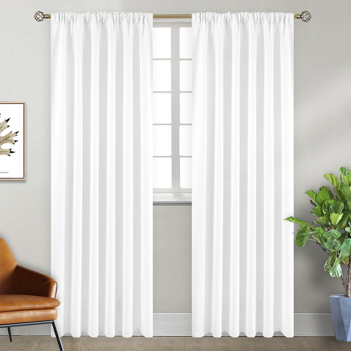 90"L x 52"W fabric curtains in Pure White, alternate view 8