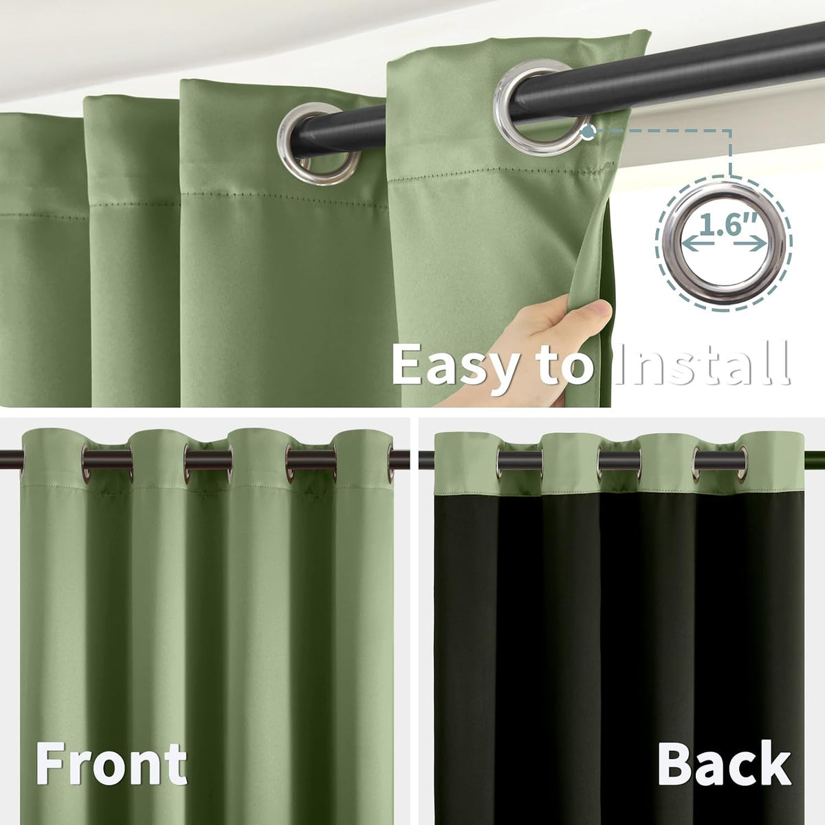 90"L x 52"W polyester curtains in Grass Green, alternate view 6