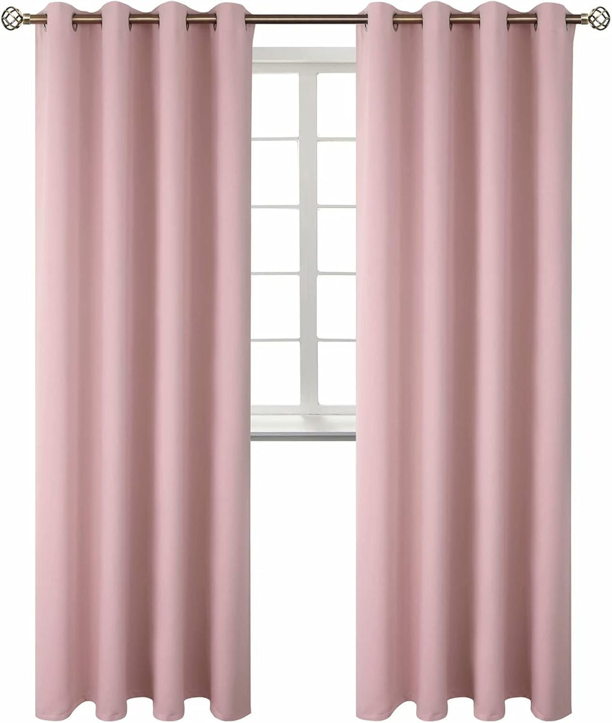 95"L x 52"W polyester curtains in Baby Pink