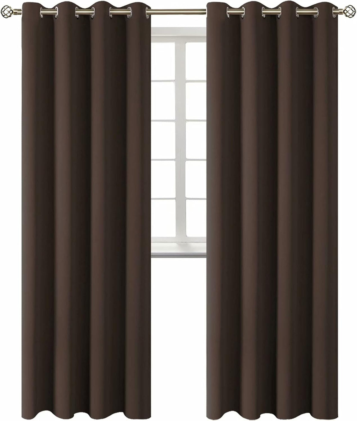 95"L x 52"W polyester curtains in Brown