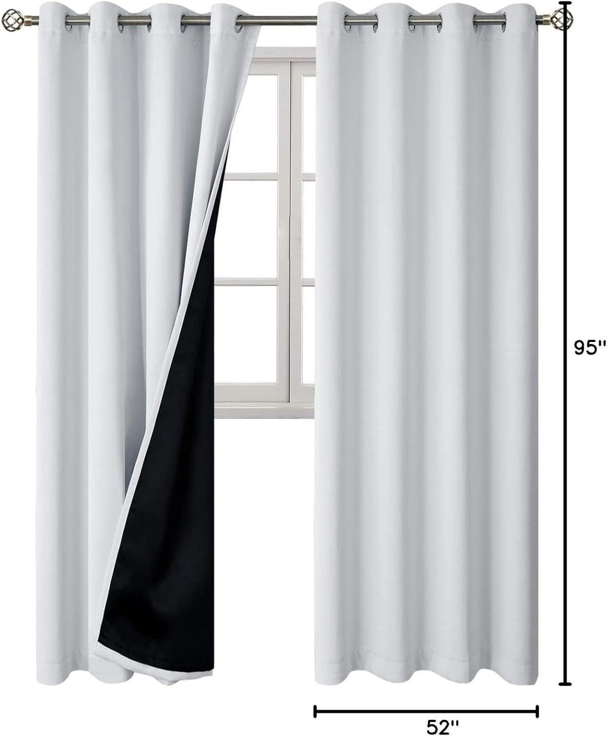 95"L x 52"W polyester curtains in Greyish White, alternate view 9