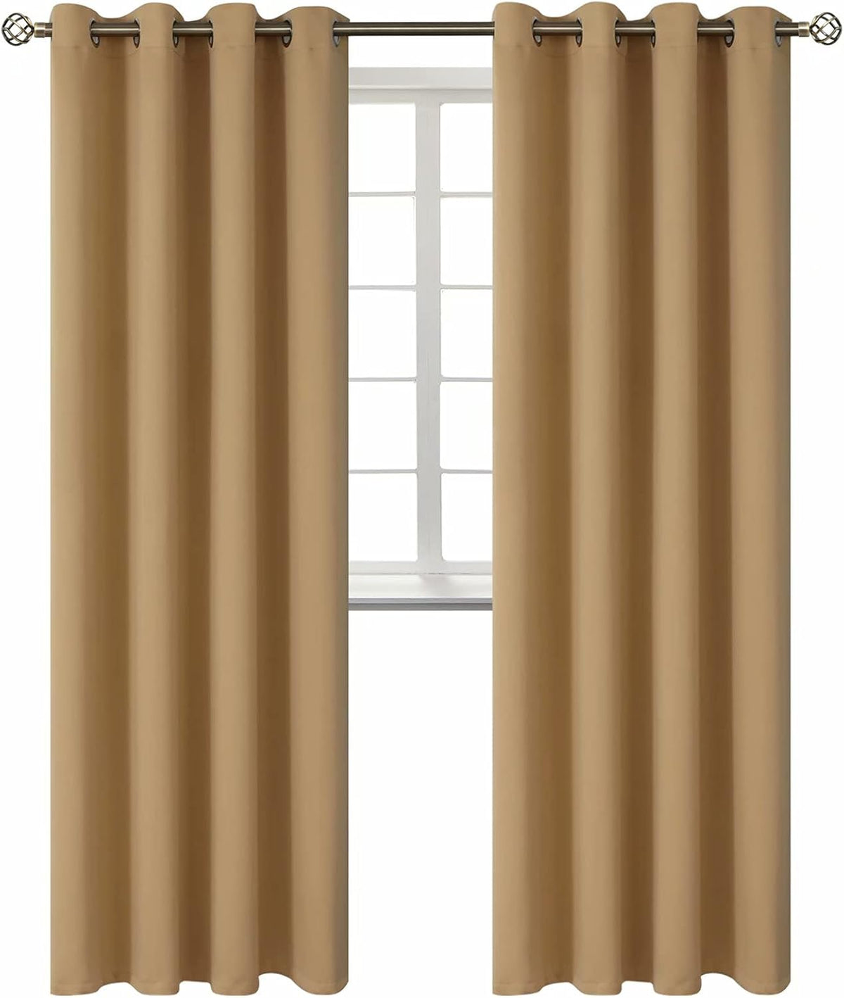 95"L x 52"W polyester curtains in Khaki