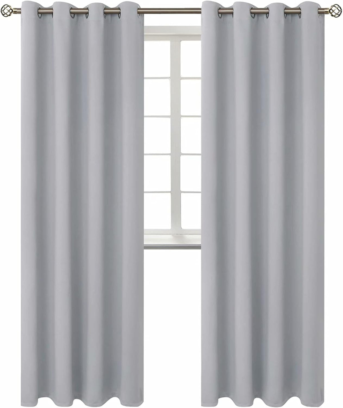 95"L x 52"W polyester curtains in Light Grey