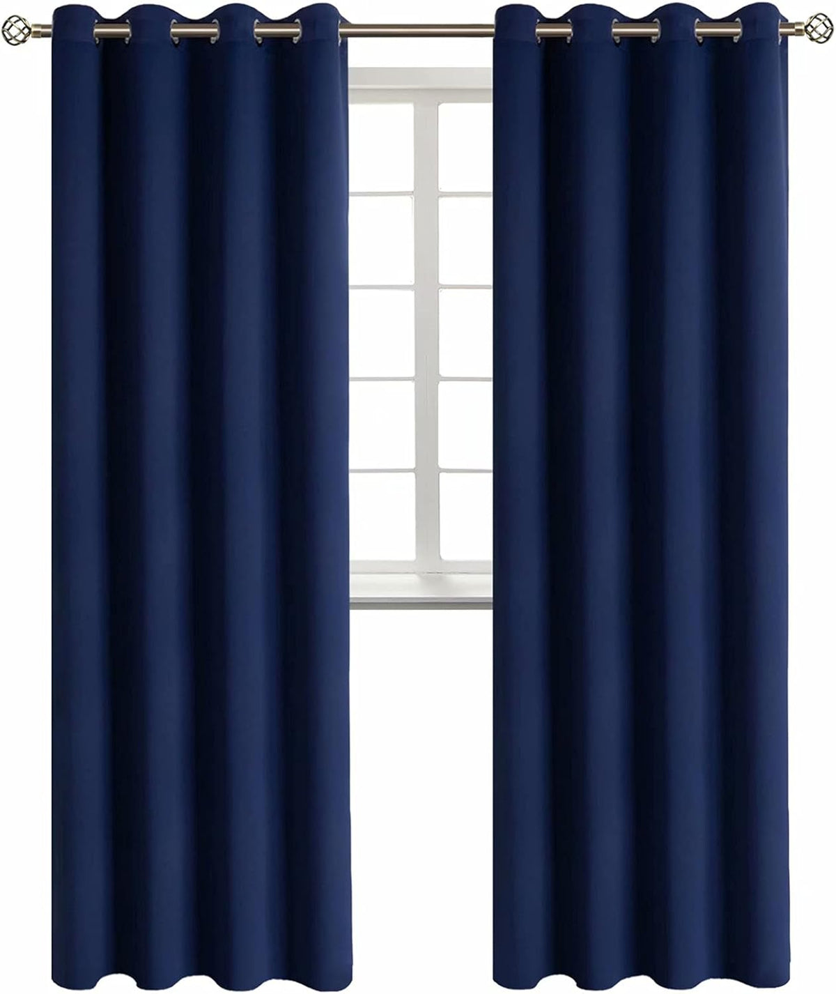 95"L x 52"W polyester curtains in Navy