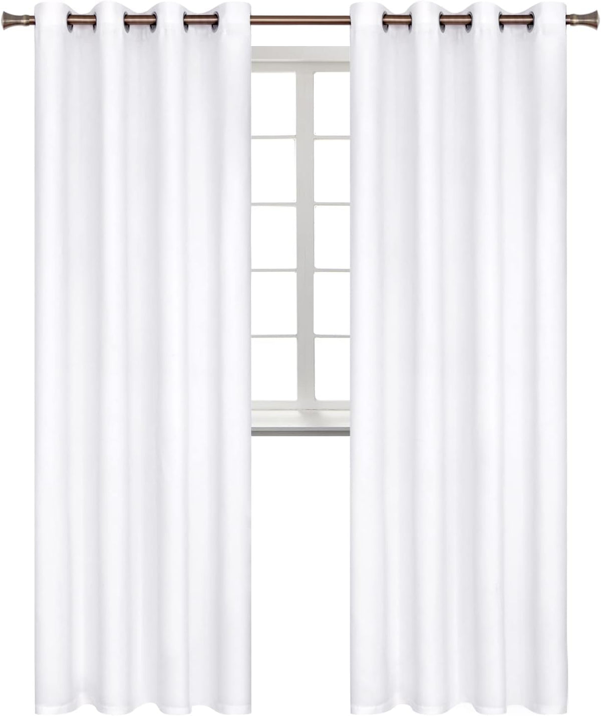 95"L x 52"W polyester curtains in Pure White
